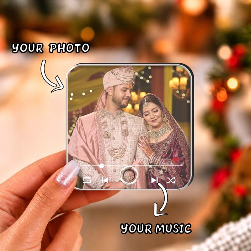 Personalized Wedding Gift for Couples Photo Musical Fridge Magnet | Music Player Refrigerator Magnet | Marriage for Couple